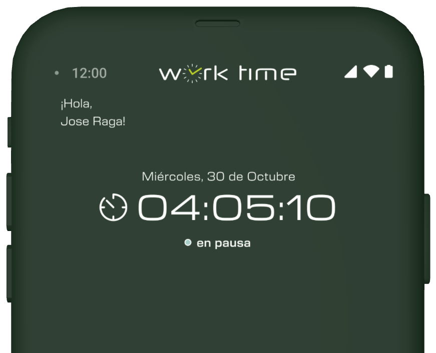 Work Time mobile app clock in active working